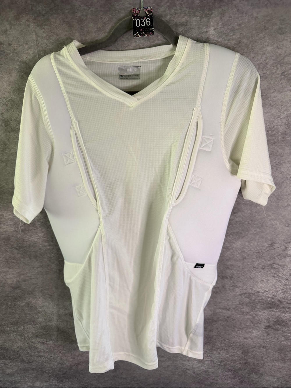 Men's White V-Neck Utility Undershirt with Conceal Carry Pockets